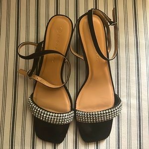 FS FIGASHURE Rhinestone Top/Delicate Chunky Heels Women Dress Shoes, 2 inch Heel